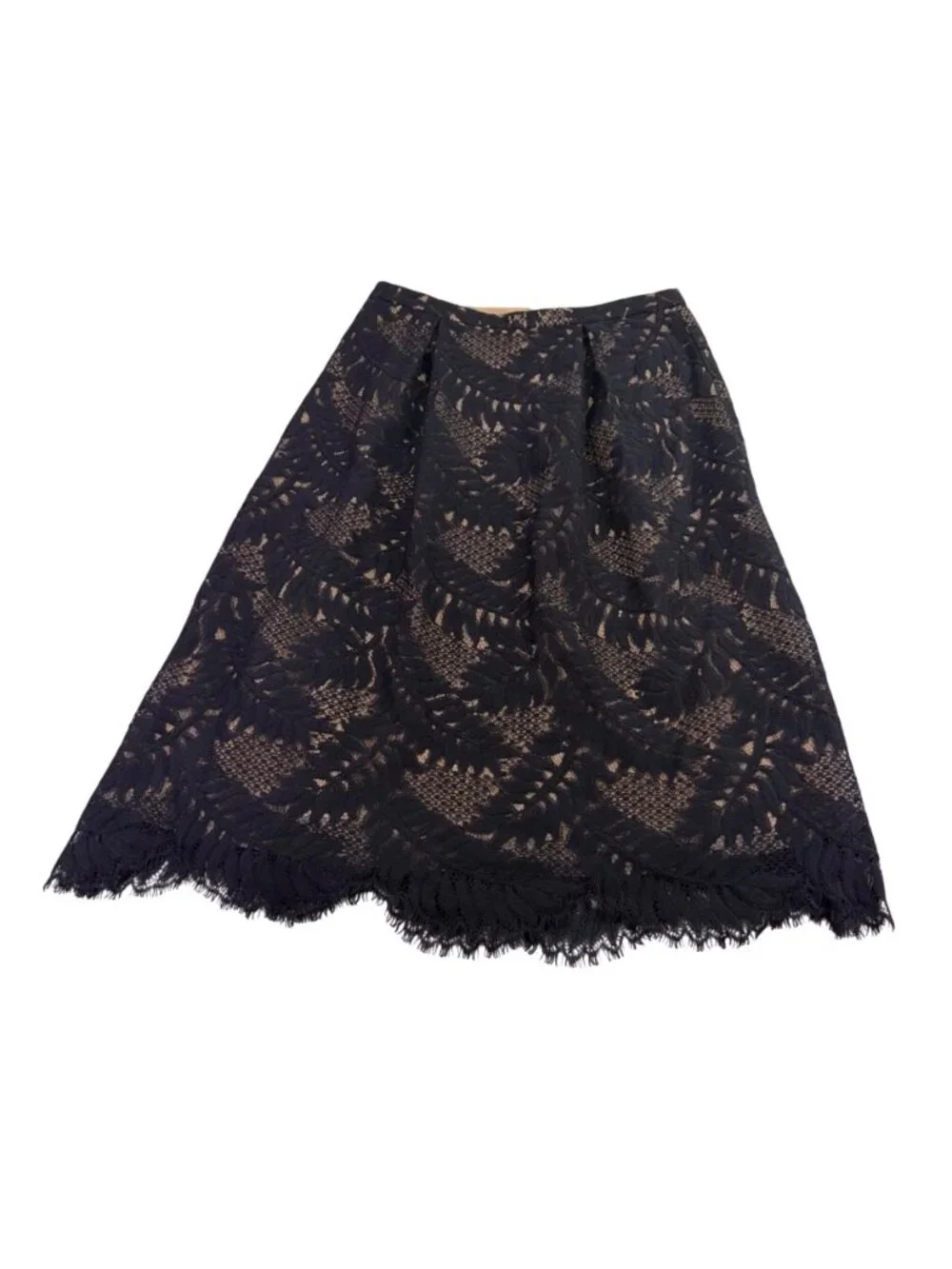 BCBGMaxAzria Womens Beige/Black Lace Crop Top & Maxi Skirt Set  Elegant Size 8